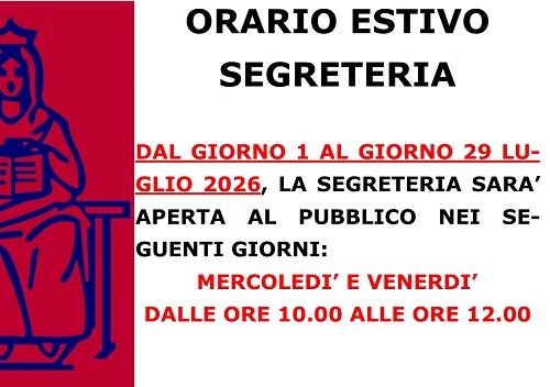 ORARIO SEGRETERIA ESTIVO