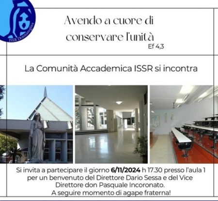 6 novembre 2024: "Avendo a cuore di conservare l'unità" (Ef 4,3) - Inaugurazione a.a. 2024-2025
